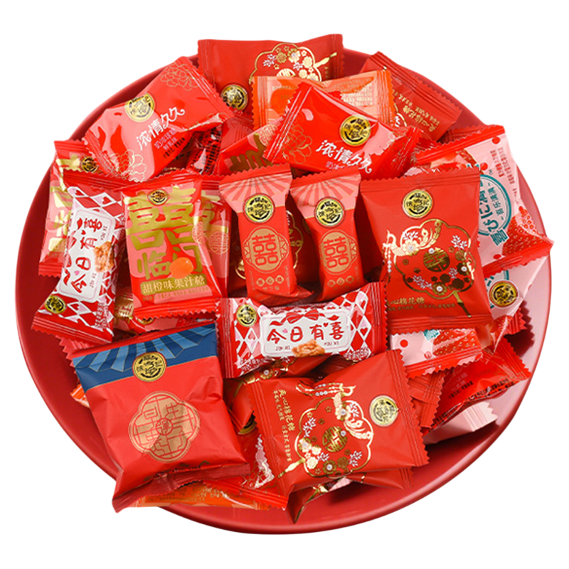 徐福記喜糖酥心糖棉花糖早生貴子軟糖花生酥水果硬糖結(jié)婚喜糖混合糖果 家有囍事【495g】混合喜糖