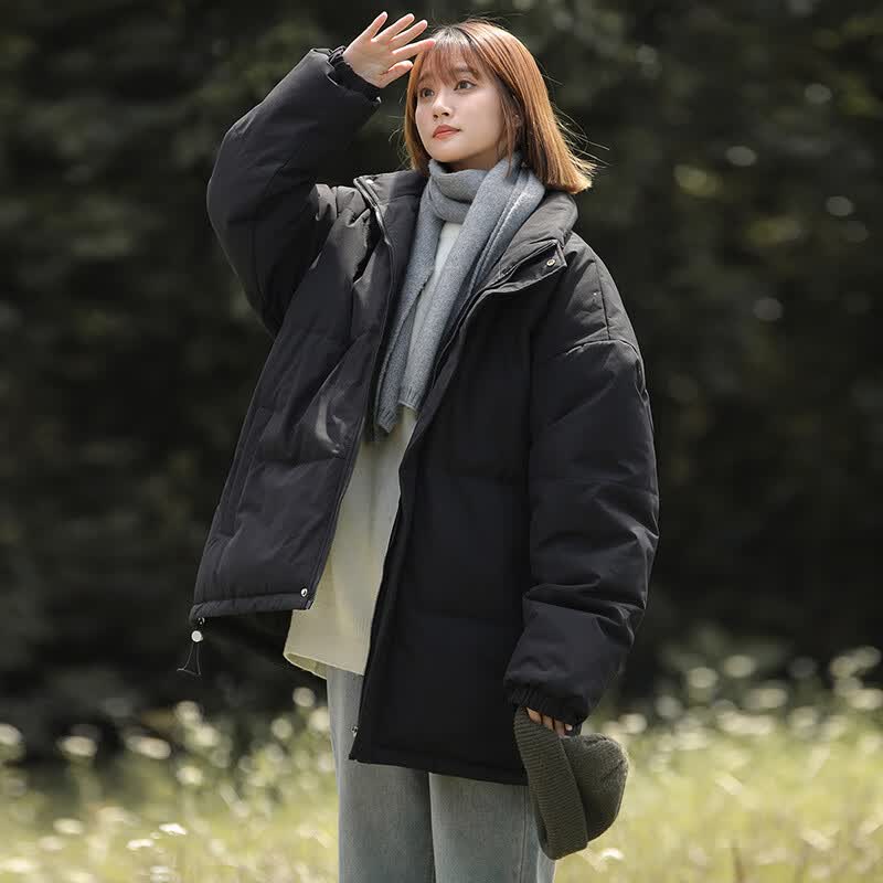 【旗舰店】蕉下森林 情侣款潮牌加厚立领棉服 黑色 M （100-130斤）