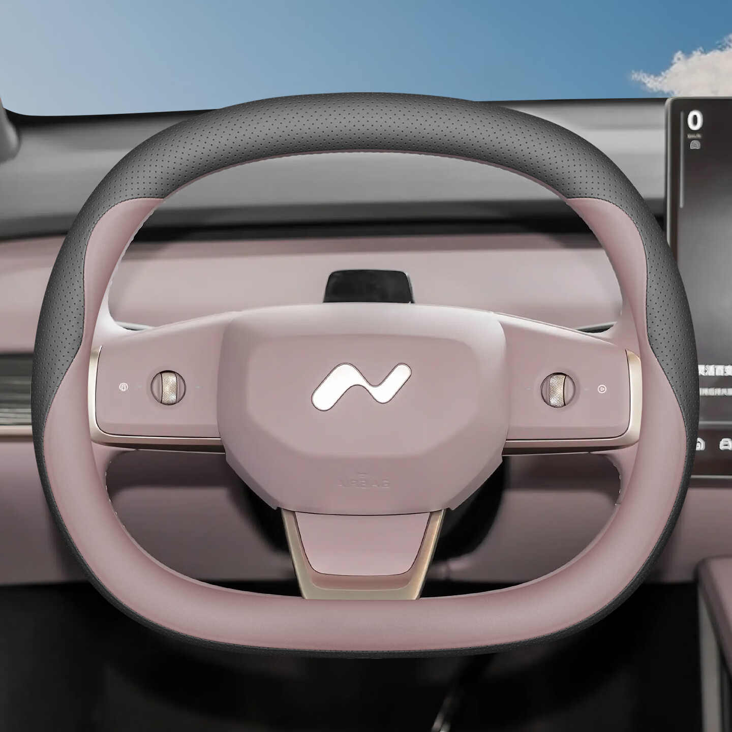 宰搂【】25款蔚来乐道L60方向盘套L90原车色四季内饰改装汽车把套 乐道L90黑+云缦米套式皮款