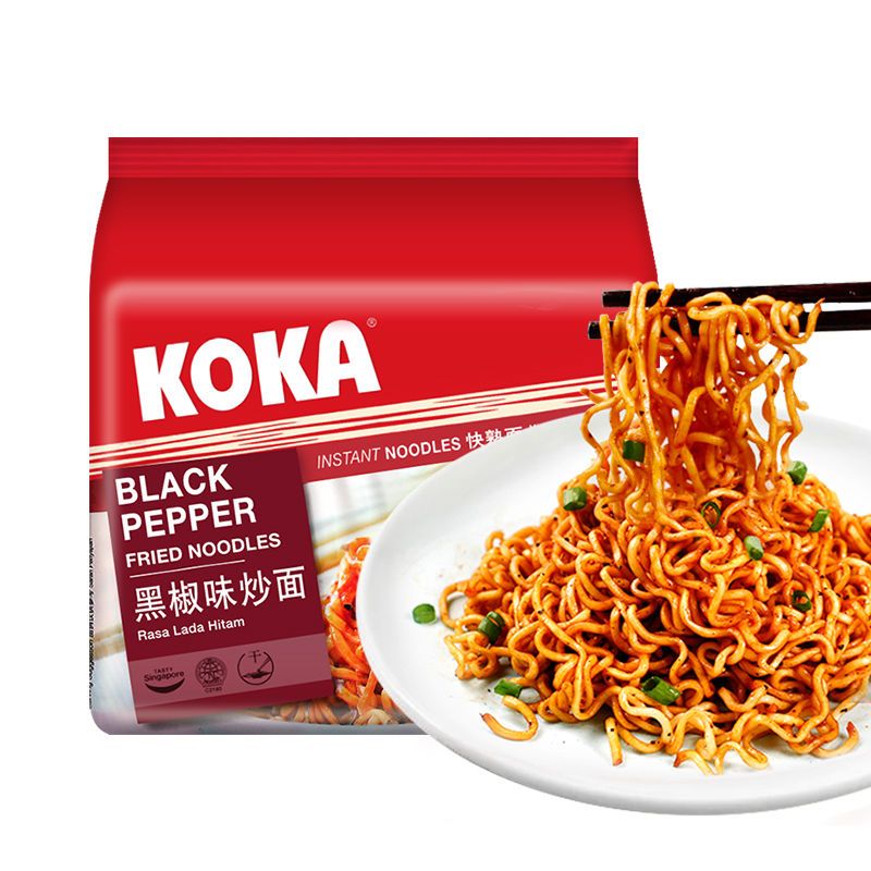 KOKA新加坡進口KOKA可口黑椒炒面干拌面炸醬面速食食品方便 黑椒味干拌面一丟丟辣425g