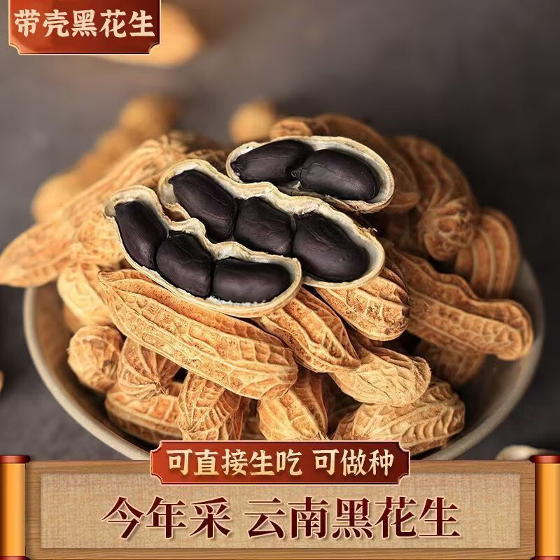 2025云南富硒黑花生老品种带壳养花生大包装健康养胃花生润喉糖 5斤 高品质富硒带壳黑花生