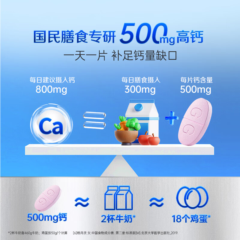 哈药盖中盖牌高钙片 成人学生青少年中老年补钙 添加维生素D 【高钙片礼盒】 110片*3瓶