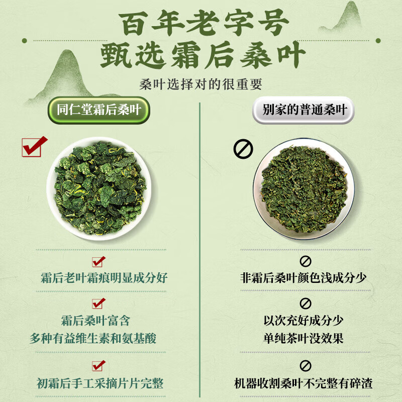 朕皇北京同仁堂特级霜后桑叶茶霜降秋后霜打新鲜糖血高茶养生花草茶 【3盒装】见效装 100g/盒