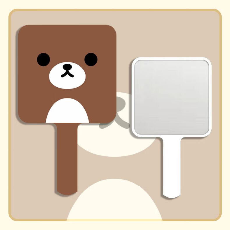 遥绾惜可爱轻松熊周边便携化妆镜随身便携手持镜补妆小镜子学生女梳妆镜 S速发-Q熊01手持镜