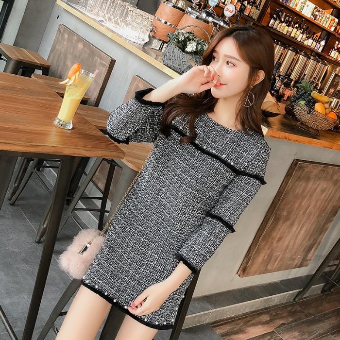 长袖女士套装裙显高2022新款秋冬装娇小个子155cm150矮显高小香风女装