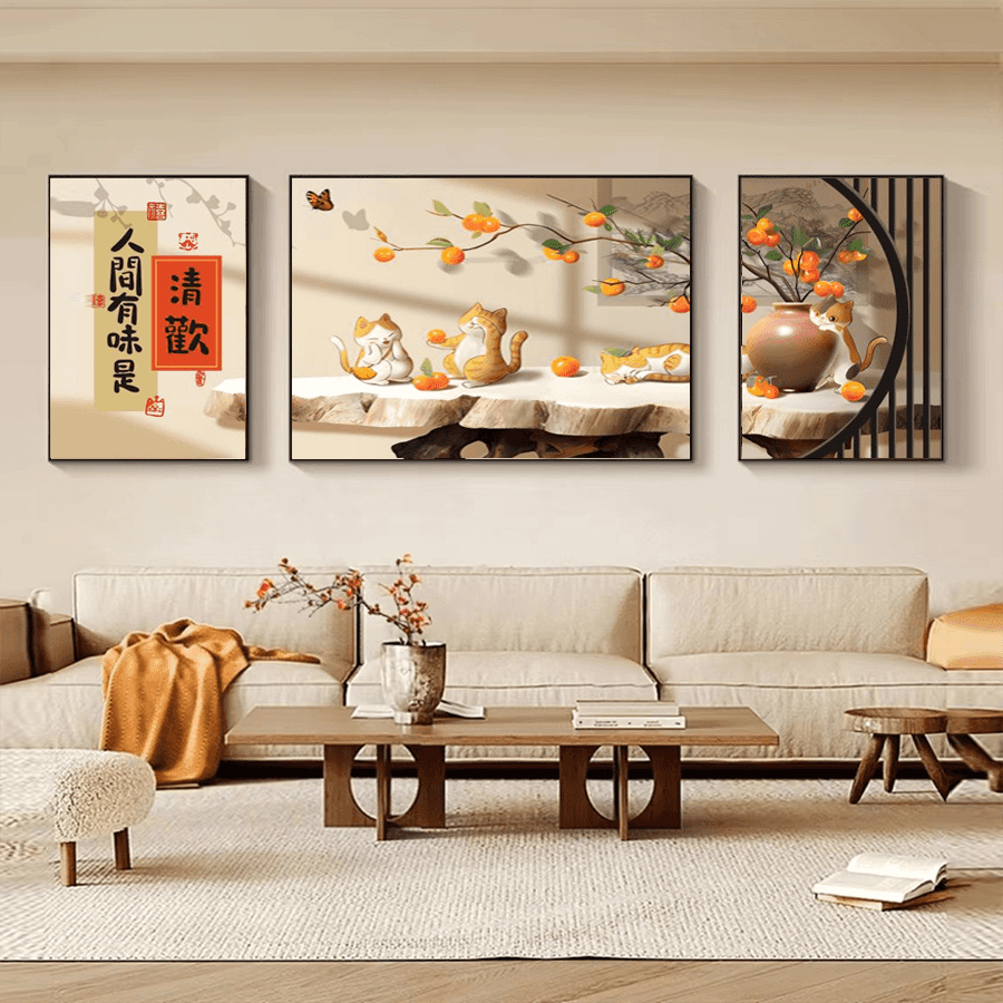 莺语客厅装饰画北欧现代简约沙发背景墙挂画三联画大气轻奢壁画晶瓷画 E-一帆风顺 加大套【左右70X90+中120X90】 铝合金边框【金色框需备注】黑框 晶钻画【镶钻】亮光