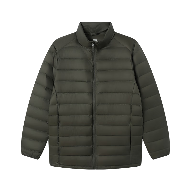 京东京造【air+零压羽绒】轻薄羽绒服男外套冬立领白鸭绒 橄榄绿S