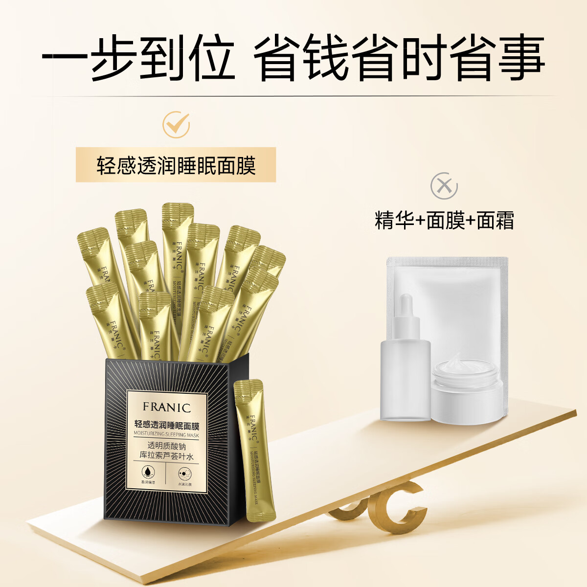 法兰琳卡轻感透润睡眠面膜免洗补水保湿改善角质上妆服帖夜间女 睡眠面膜20条