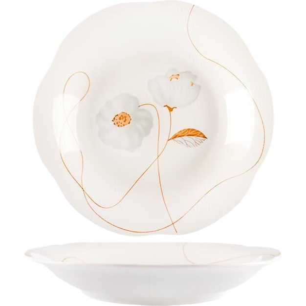 荷叶花瓣盘简约陶瓷餐具盘子家用商用菜盘意面西餐摆盘 8英寸-6个装