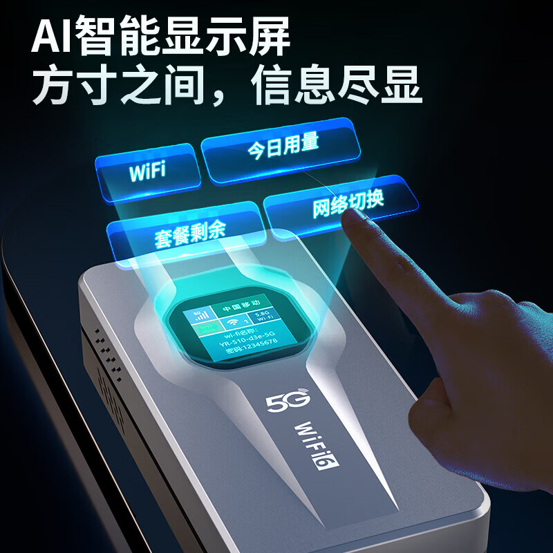 圣凡杜5g随身wifi6免插卡移动流量千兆路由器双频wifi无线上网卡2025款无限流量多网通便捷户外直播办公 【5G彩屏升级版-奶奶灰】高清彩屏全新升级