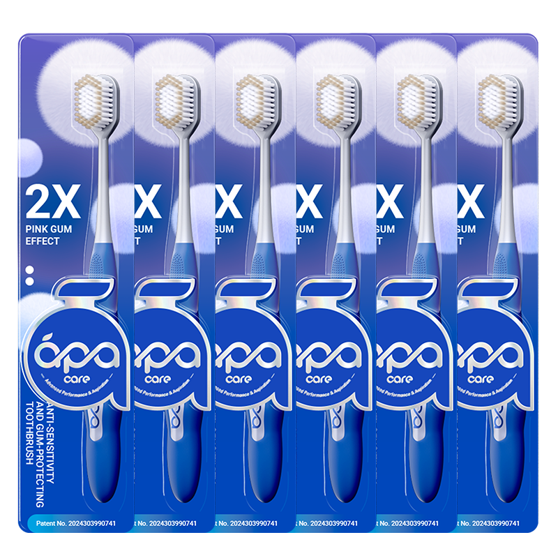 ApaCare牙刷超软毛宽头成年人防牙龈出血十大知名品牌京东自营家庭装6支