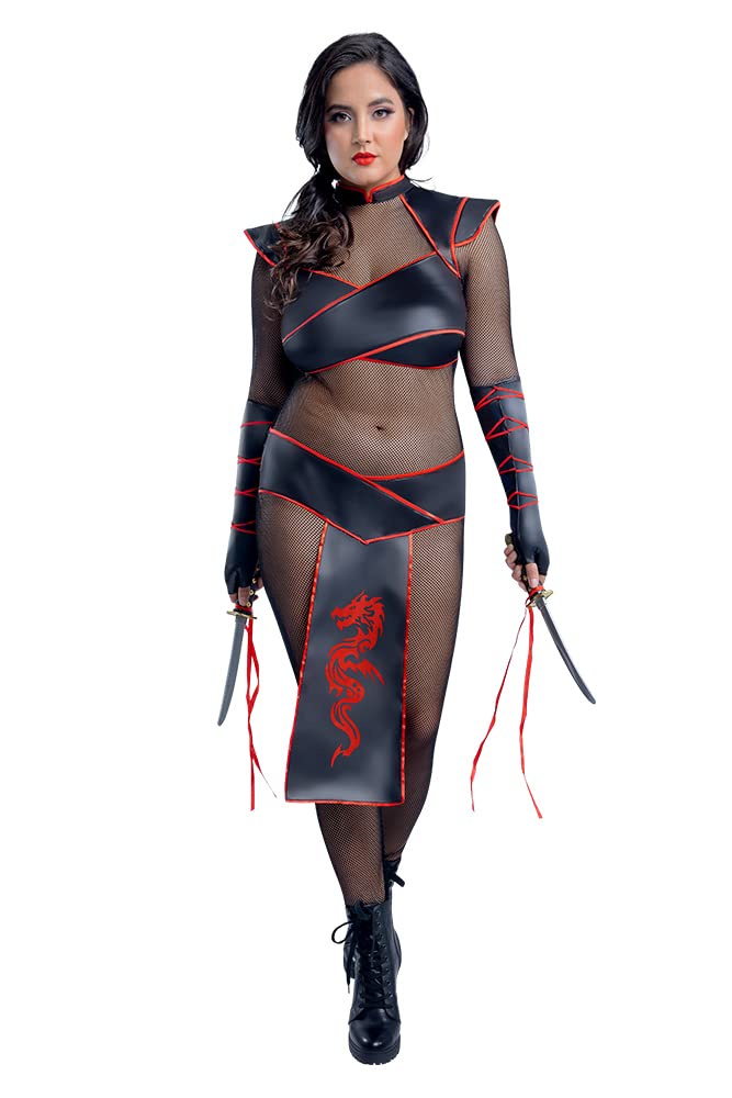 Starline Women's Plus Alluring Assassin Costume (2X) 黑色//白色 2X