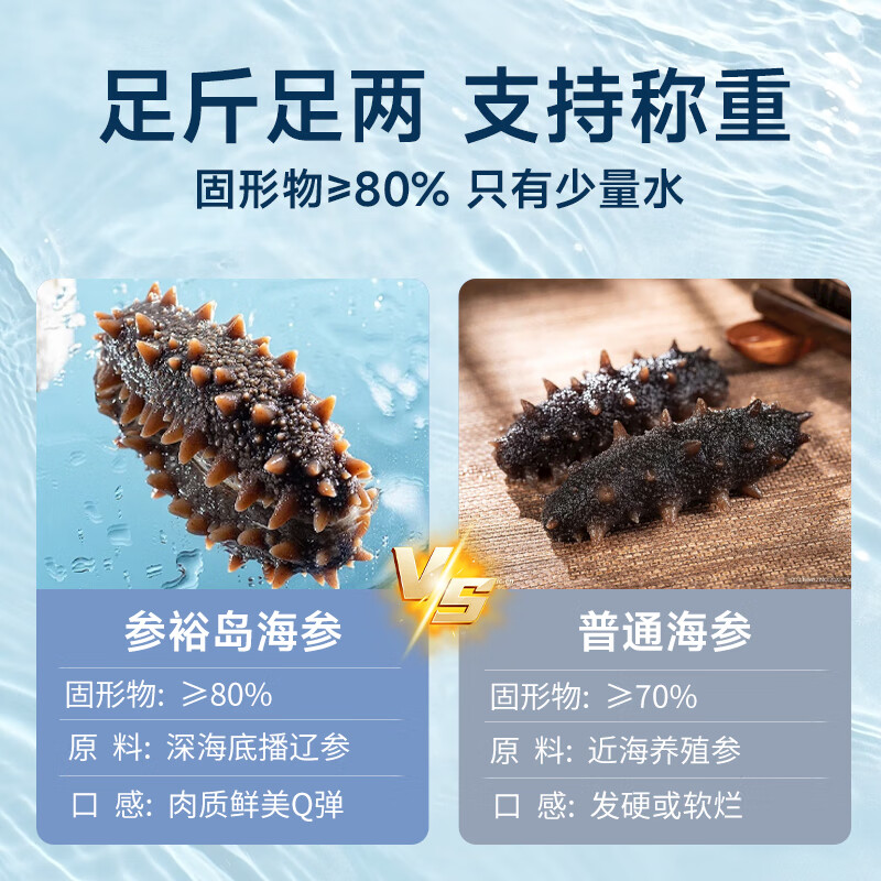 参裕岛7星级 大连即食海参鲜活鲜食海参野生辽参海生刺参孕妇 独立包装 3斤即食海参 30-36头  实惠装