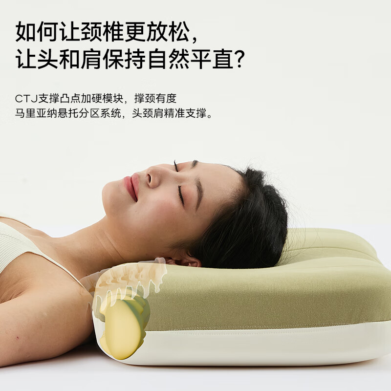 金脊健MedChiro知脊枕Pro 曲直反弓护颈枕牵引枕记忆棉慢回弹 深睡枕Pro 单只 知脊枕Pro枕芯+深睡枕套-绿
