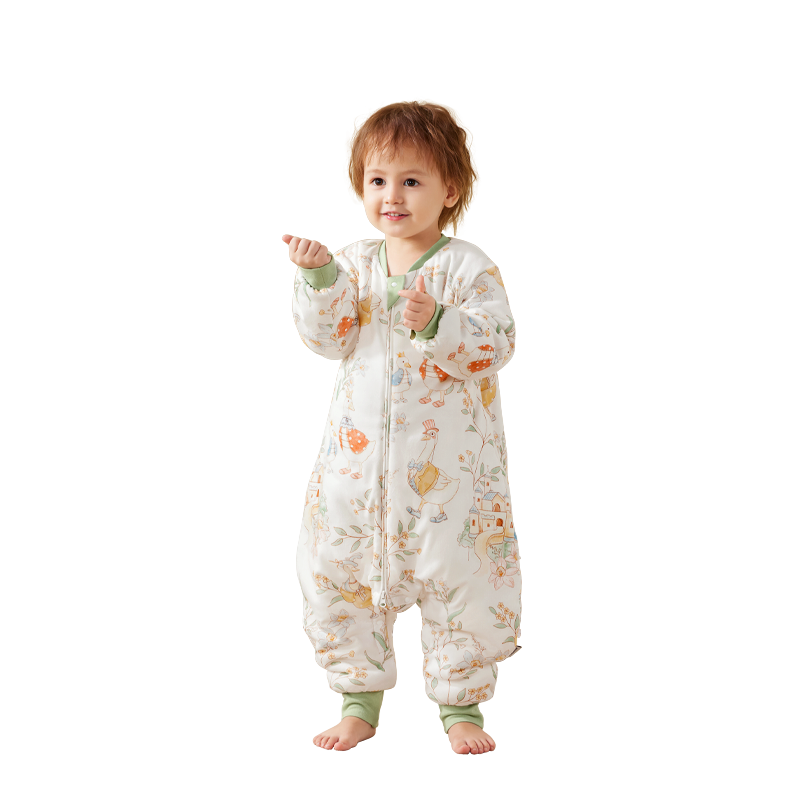 柯斯德尼（kidsneed） 婴儿睡袋秋冬纯棉恒温加厚宝宝睡袋婴幼儿睡衣儿童防踢被分腿S码