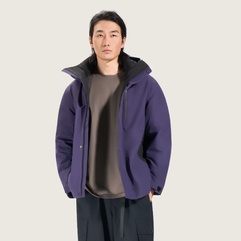 ABOUT MYTH 羽绒服男士外套【冲锋衣】90绒短款外套 加厚连帽户外防风 紫苏色 M 160-170cm/115-135斤