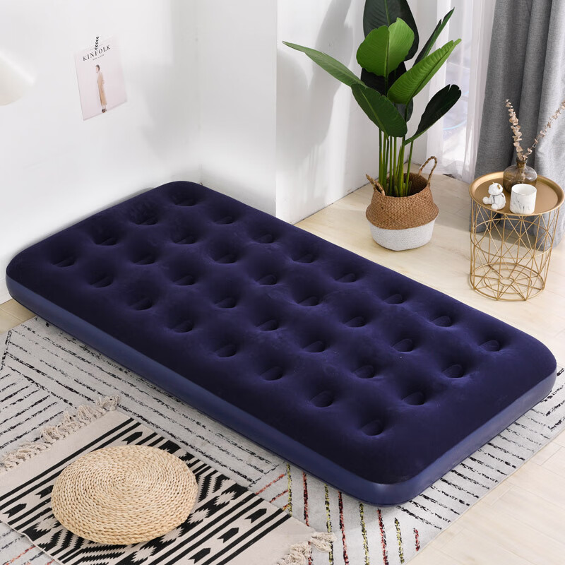 舒士奇充气床垫户外露营便携床家用充气床单人加厚气垫床折叠床午休气床 长190宽95高22cm(蓝色家用电泵套餐)