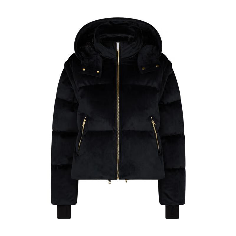 Moose Knuckles女士羽絨服 保暖防風輕盈耐用連帽長袖短款鵝絨冬季通勤外套輕奢 黑色 均碼 |L