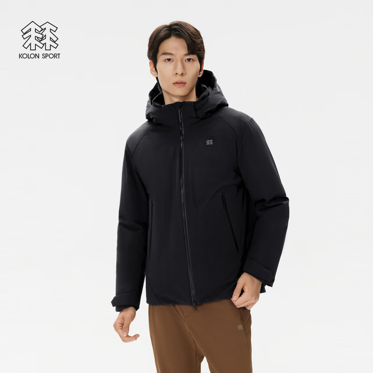 KOLON SPORT/可隆户外羽绒服 男士3L防水轻薄防风鹅绒夹克 LHDJ5WN113-BK 黑色 2XL 185/104A