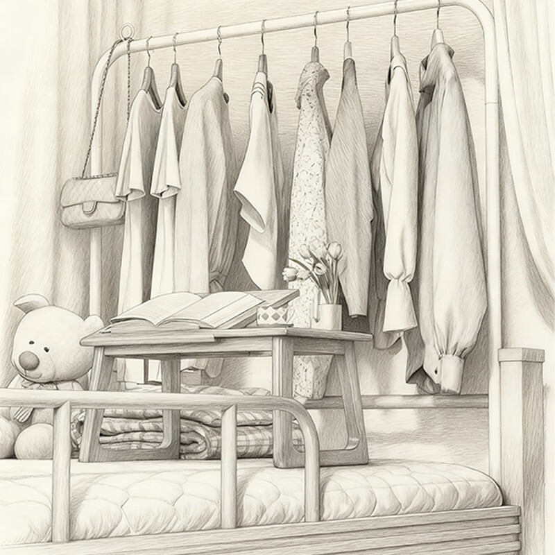 尔思家床上挂衣架宿舍收纳神器衣帽架床边晾衣杆上下铺床尾多功能挂衣架 床上衣帽架-白色