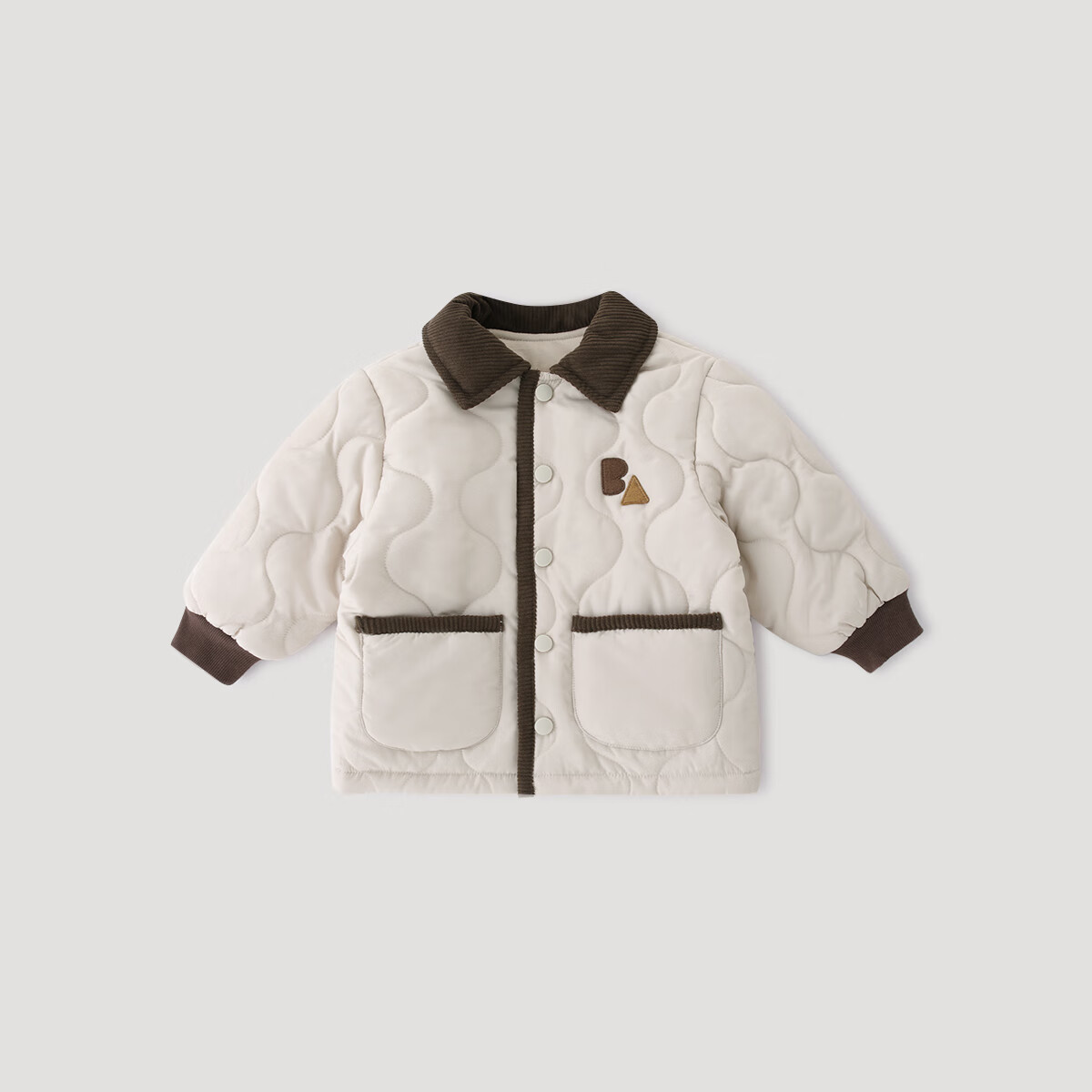 巴厘小猪儿童棉服秋冬季外出服宝宝夹棉加厚棉袄冬季保暖上衣冬装男童外套 浅驼色 90