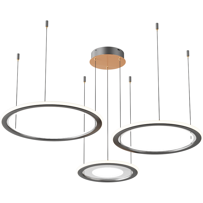 欧普照明（OPPLE）现代简约大气导光板餐厅高亮多重圆环餐吊灯高显色 三环分布智控