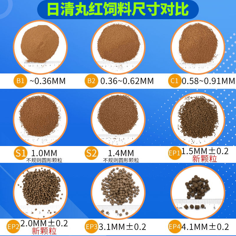 日清丸红饲料金鱼慈鲷灯鱼热带幼鱼苗斗鱼孔雀鱼袋装S1鱼食观赏 中型鱼S1饲料(100克一袋)