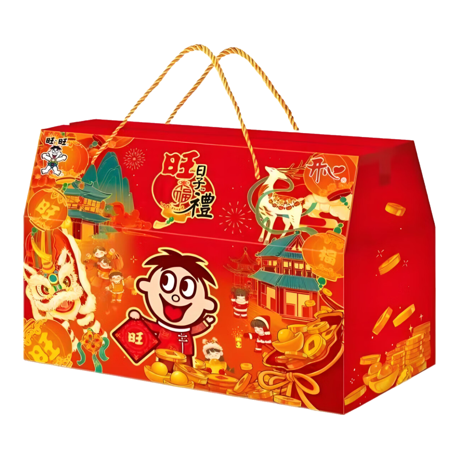 旺旺零食大禮包禮盒裝春節(jié)年貨過年禮盒送禮休閑小零食薯片混合裝 旺旺開心旺福禮1258g/禮盒裝