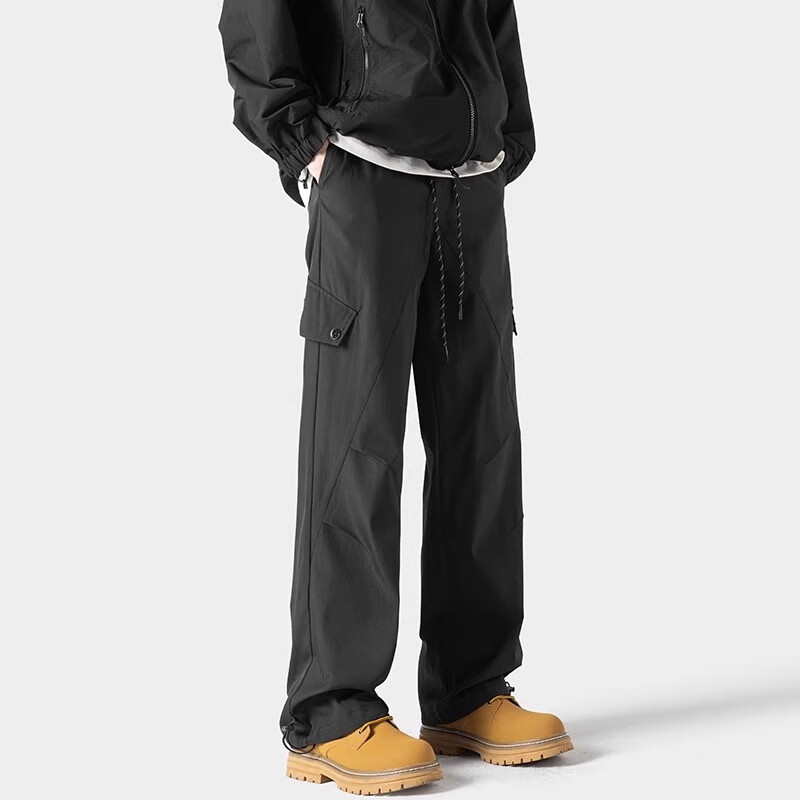 JEEP SPIRIT吉普冲锋裤男春秋季新款三防休闲裤子男户外宽松直筒长裤 黑色 常规 XL （建议130-150斤）