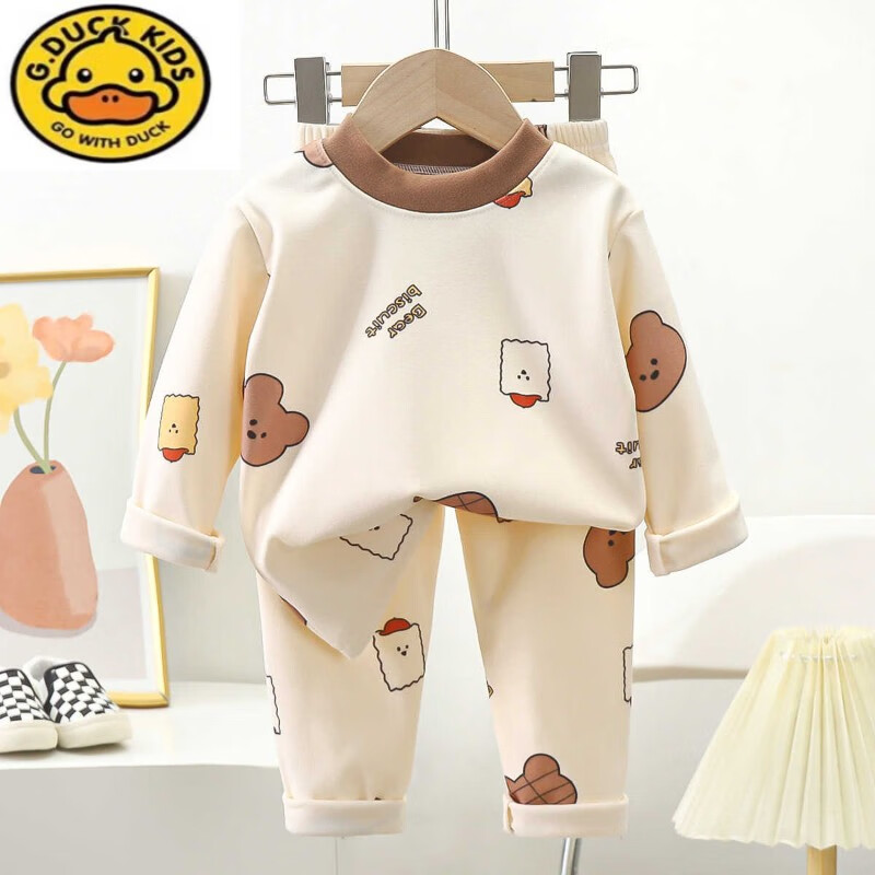 G.duck儿童德绒内衣套装秋冬季新款男女童秋衣秋裤两件套中小童保暖睡衣
