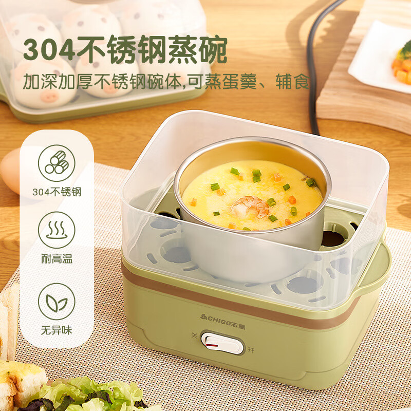【精选直发】煮蛋器蒸蛋器自动断电多功能蒸蛋羹煮鸡蛋机蒸蛋 绿色双层 双层 1-