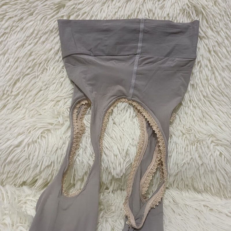 法贝莎男超薄油亮丝袜蕾丝性感吊带袜薄款大腿袜黑色四面镂空连裤袜