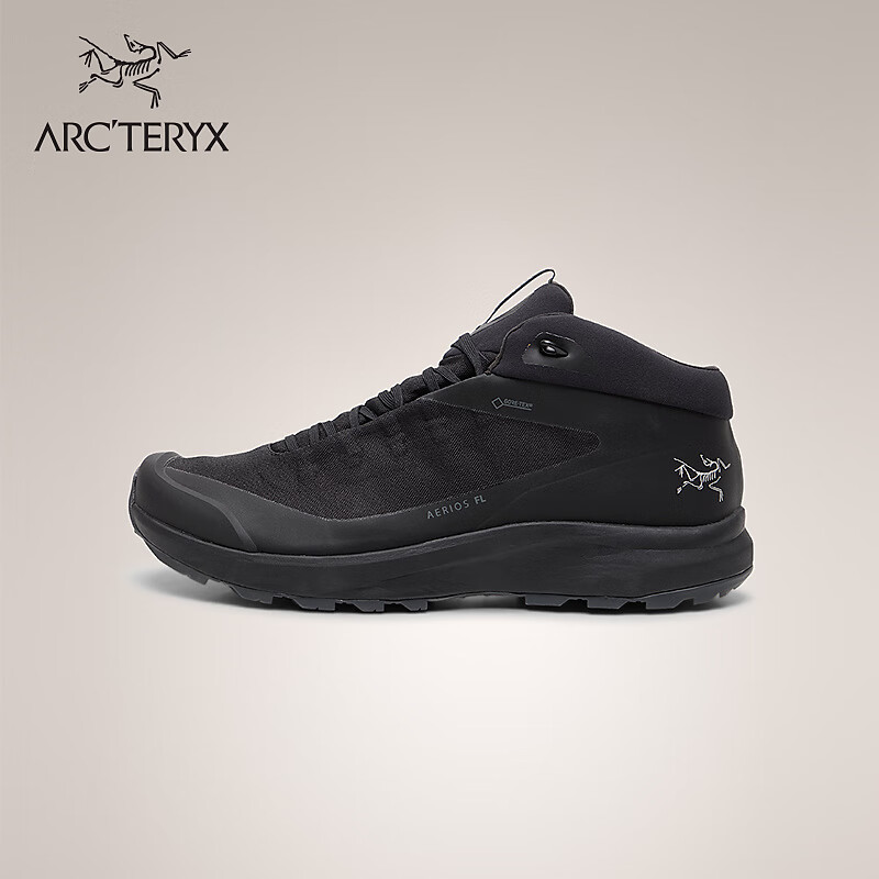 ARC'TERYX始祖鸟 AERIOS FL MID GTX 覆盖防水 男子 徒步鞋 BLACK/CINDER/黑/煤渣灰 42 8