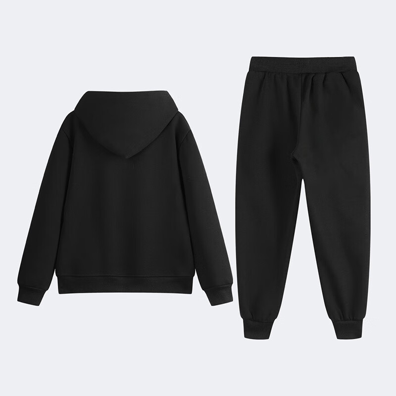 大嘴猴(paul frank)童装儿童加绒套装2025冬季款舒适保暖休闲运动中大童时尚厚款套装 193F黑银 160