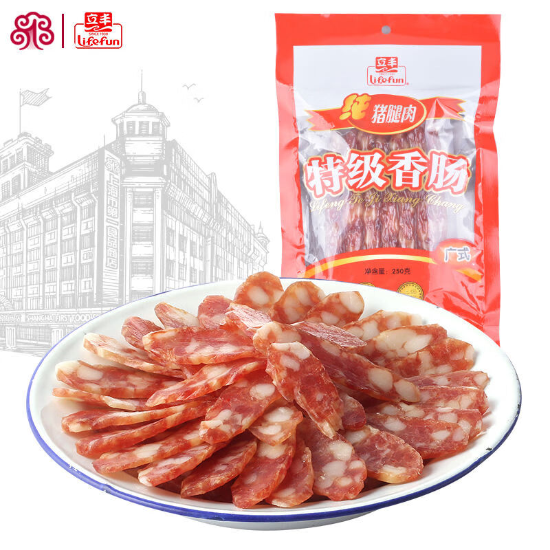 立豐（lifefun）立豐廣式特級(jí)香腸250g上海特產(chǎn)臘味臘肉廣味臘腸甜味 250g臘味臘肉廣味臘腸甜味