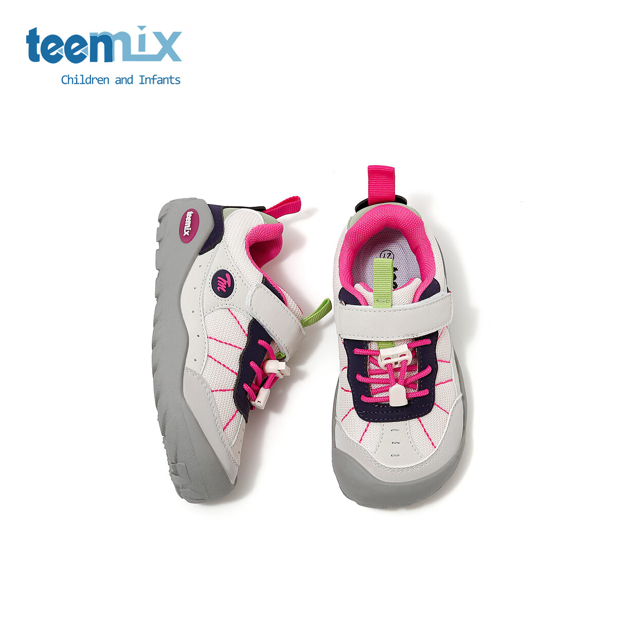 天美意2025秋冬季新款童鞋魔术贴运动跑步鞋中大童男女宝宝鞋子潮 慕斯粉 30