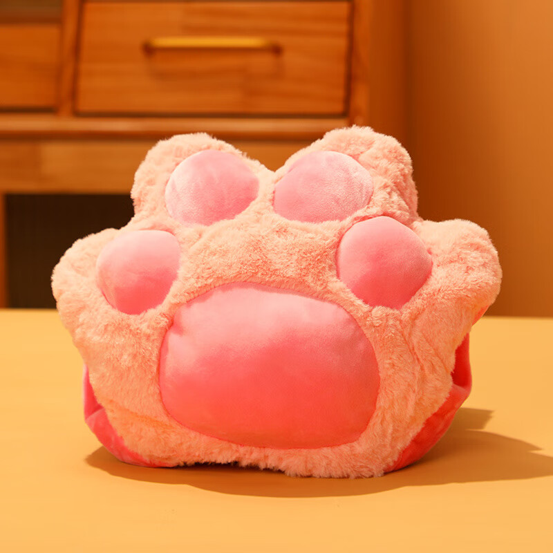 WCZ德国热水袋充电式暖宝宝电暖手暖水袋女生用毛绒可爱暖被窝暖手宝 【粉喵爪】可拆洗 仿兔绒智能 真国标 加厚绒毛 安全防爆 长效锁温