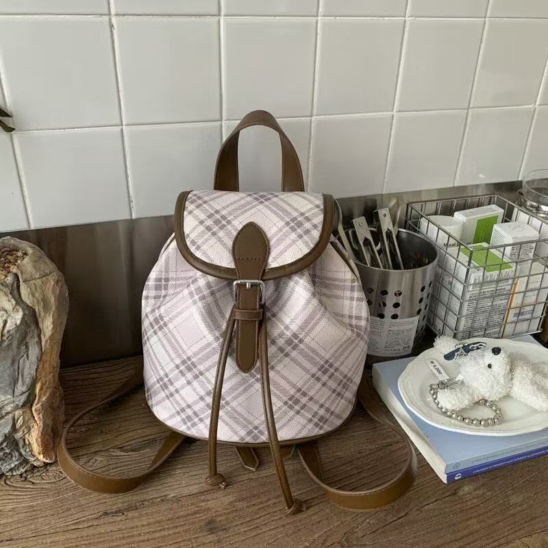 DRYWORLD新年百搭双肩包新款通勤百搭后背包精致迷你小书包旅行包 棕色