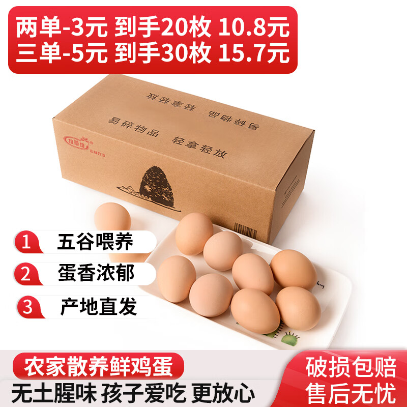 堆草堆农家散养土鸡蛋10枚/盒 山林放养鲜鸡蛋500g 无激素 健康轻食 Y 10枚 单枚50g±5g