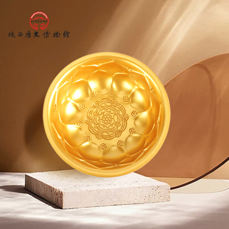 陕西歴史博物館陕西历史博物馆文创鸳鸯莲瓣纹金饭碗立体摆件教师节礼物礼盒装 国宝摆件·金饭碗