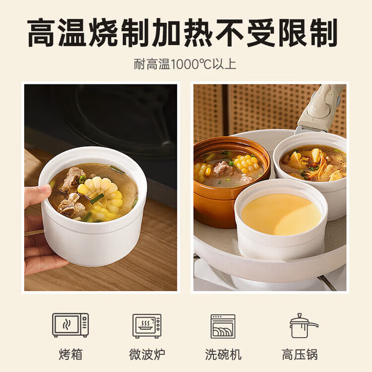 瓦罐陶瓷炖盅家用隔水带盖燕窝蒸蛋盅碗煲汤内胆沙县酒 白色【直筒炖盅】单个装 500ml