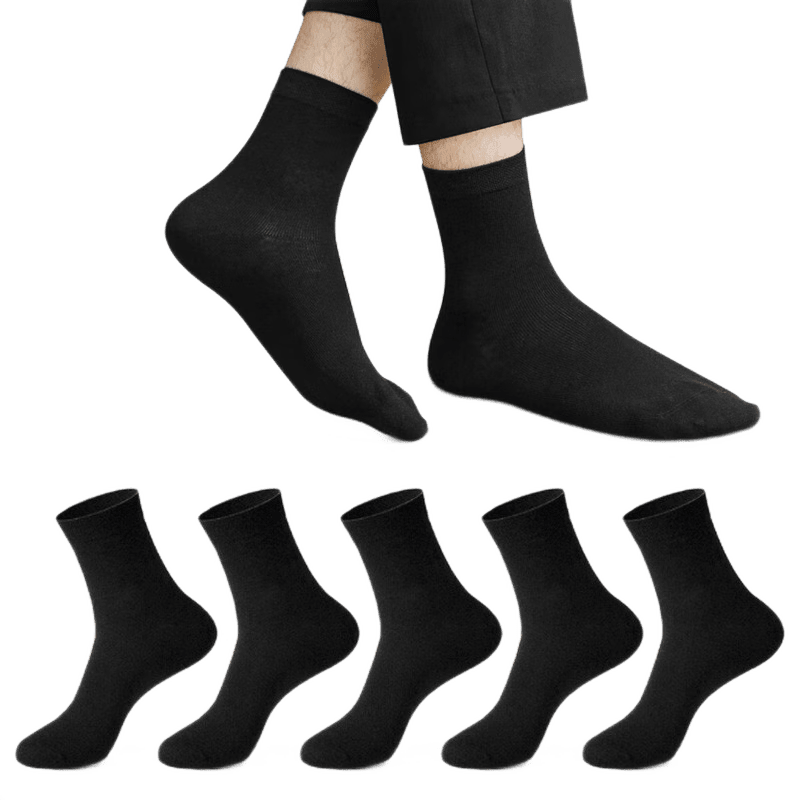 雅鹿【工厂直发】20双袜子男黑色中筒袜运动舒适透气休闲纯色商务四季 男黑中筒 20双 均码 【袋装-非盒装】