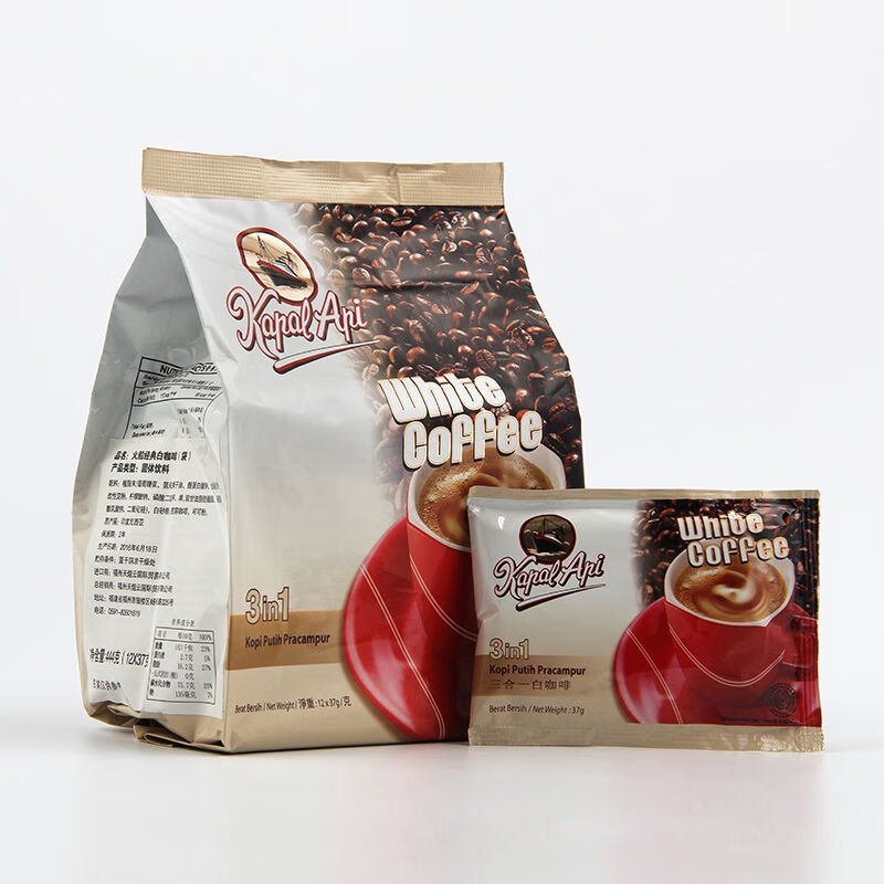火船印尼原裝進(jìn)口KAPALAPI牌特濃白咖啡三合一速溶咖啡444G袋裝 火船咖啡444g