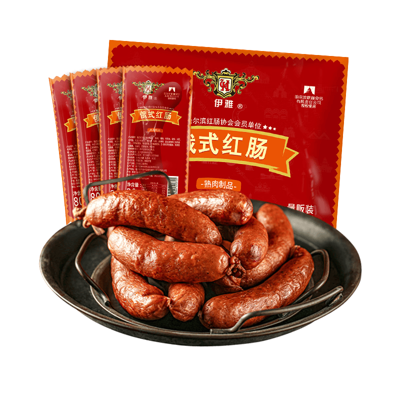 伊雅哈尔滨红肠 俄式红肠80g*5 秋林食品公司 东北特产熟食单只