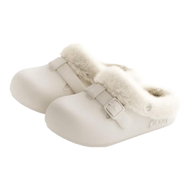 朴西冬季女款居家室内用舒适棉拖鞋防污保暖加绒外穿防水勃肯棉拖鞋女 浅沙色 【防污耐脏】 38-39 【适合37-38】