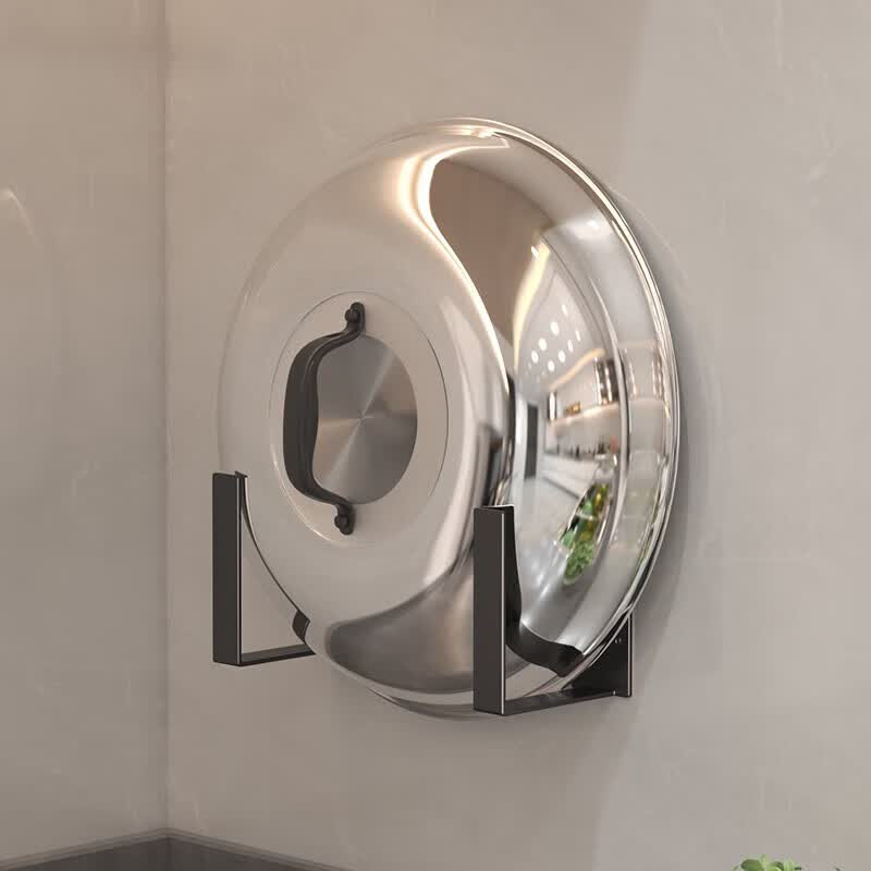 哩嗹啰嗹大尺寸锅盖架壁挂式免打孔放置厨房菜板砧板案板收纳 黑色