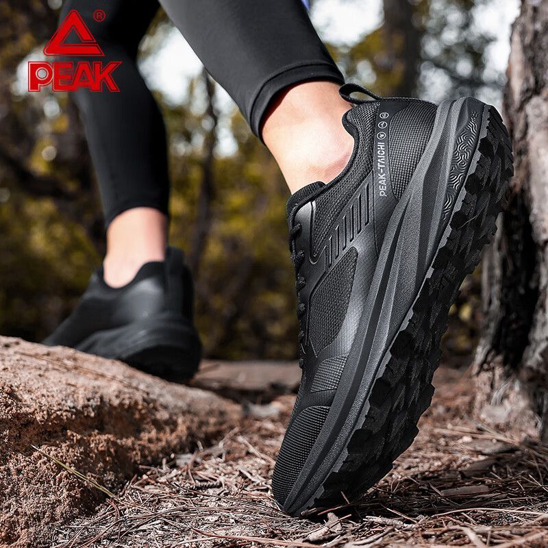 匹克态极跑步鞋全黑通勤百搭运动鞋户外防滑耐磨防泼水登山鞋徒步鞋 黑色 39