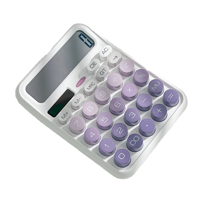 三年二班渐变太阳能计算器大学生考试专用静音计算机女生高颜值财务专用小型便携办公台式计算器办公用品 乌梅子酱-太阳能款 【12位数显】