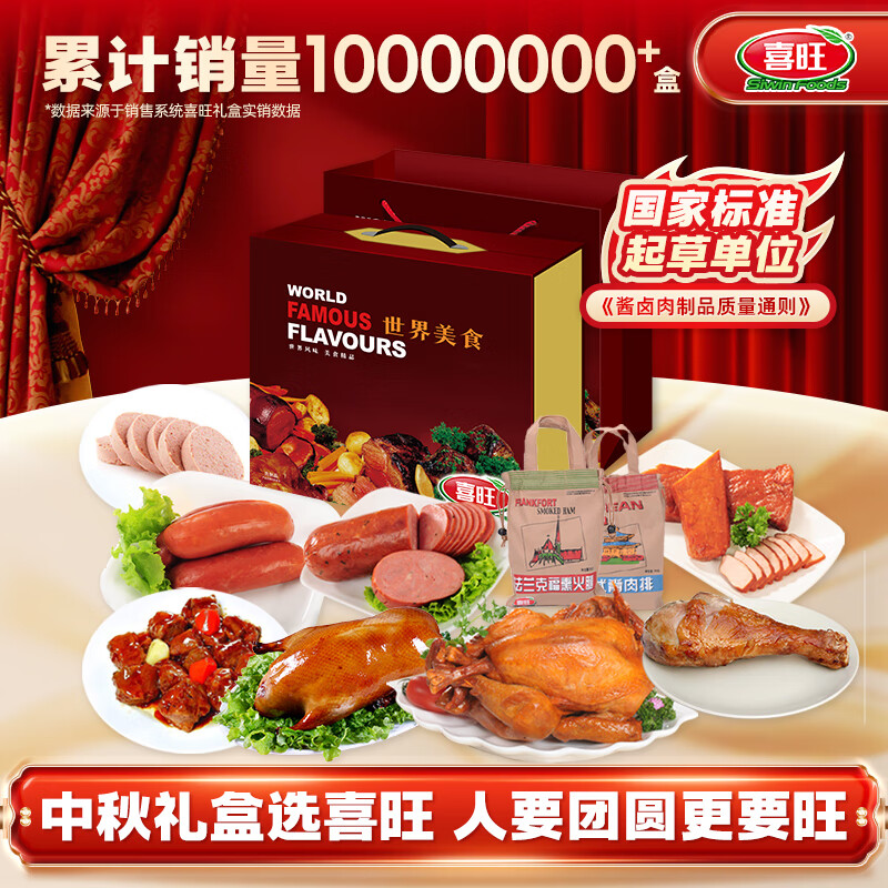 喜旺世界美食礼盒2.96kg鸡鸭卤味熟食团圆大礼包春节食品礼品源头直发