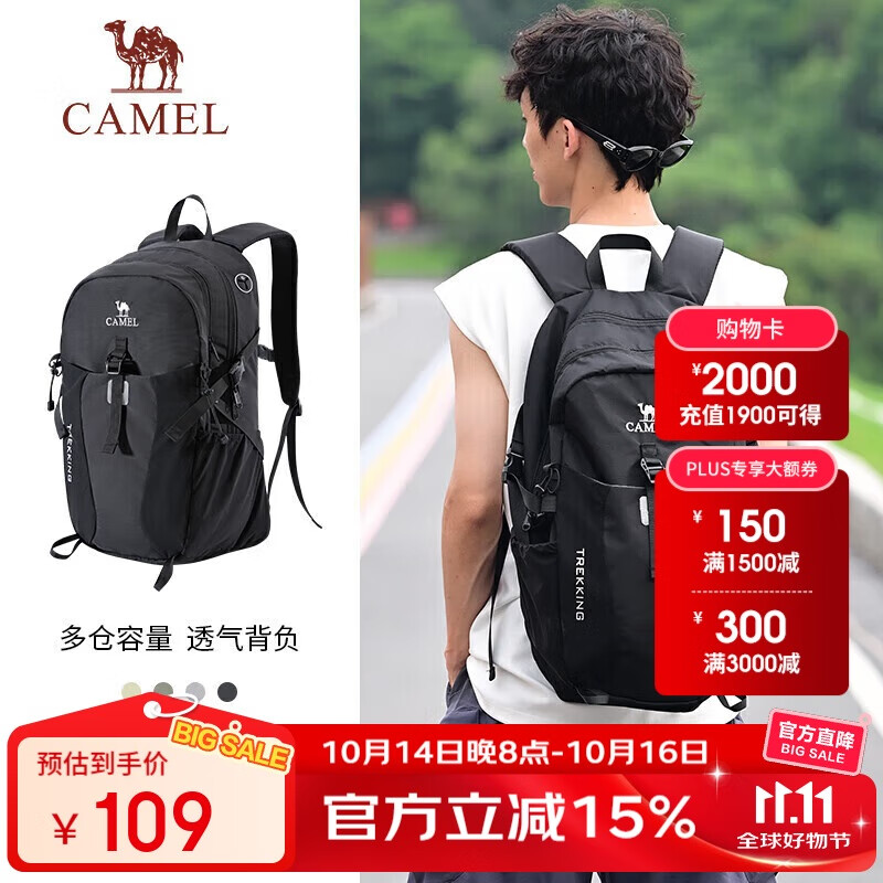 骆驼（CAMEL）【京东专供】双肩包登山包背包户外旅行徒步包旅游大容量学生书包